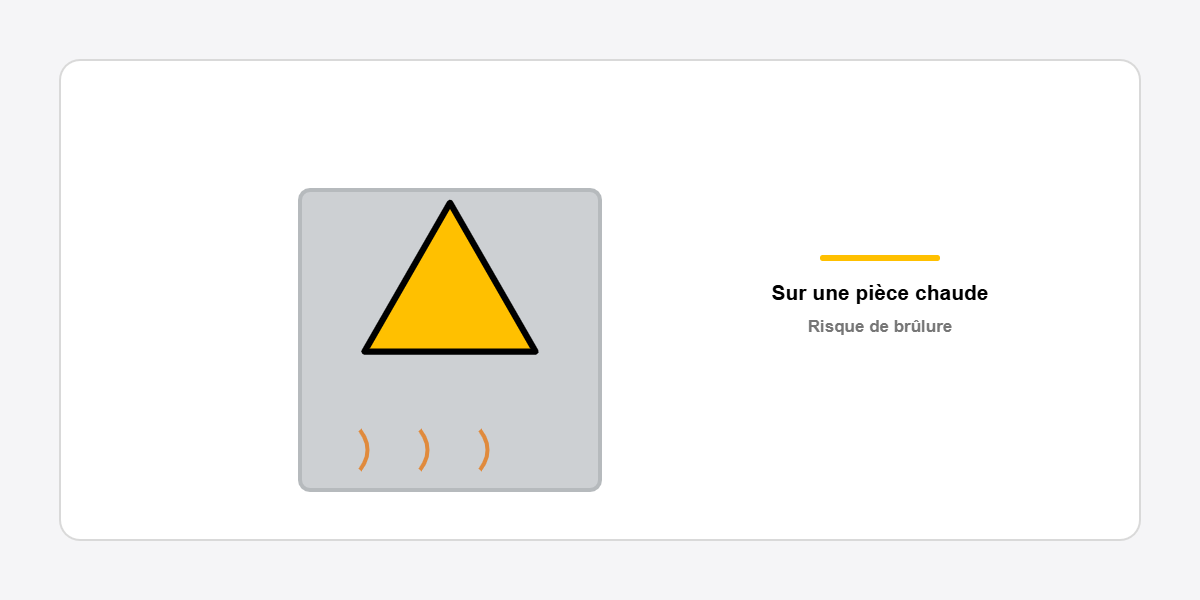 panneau triangulaire jaune danger surface chaude sur une machine