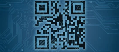 qr code sur fond bleu et traits blancs